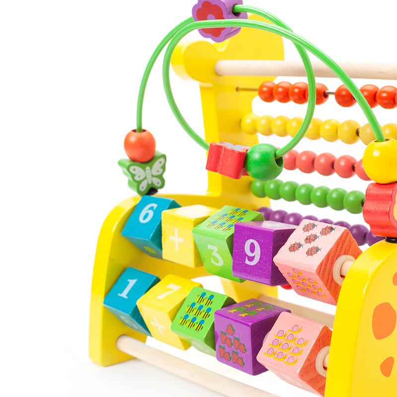 Wooden Animal Fruit Beads for Kids: Early Education, Hand-Eye Coordination Building Blocks Toy