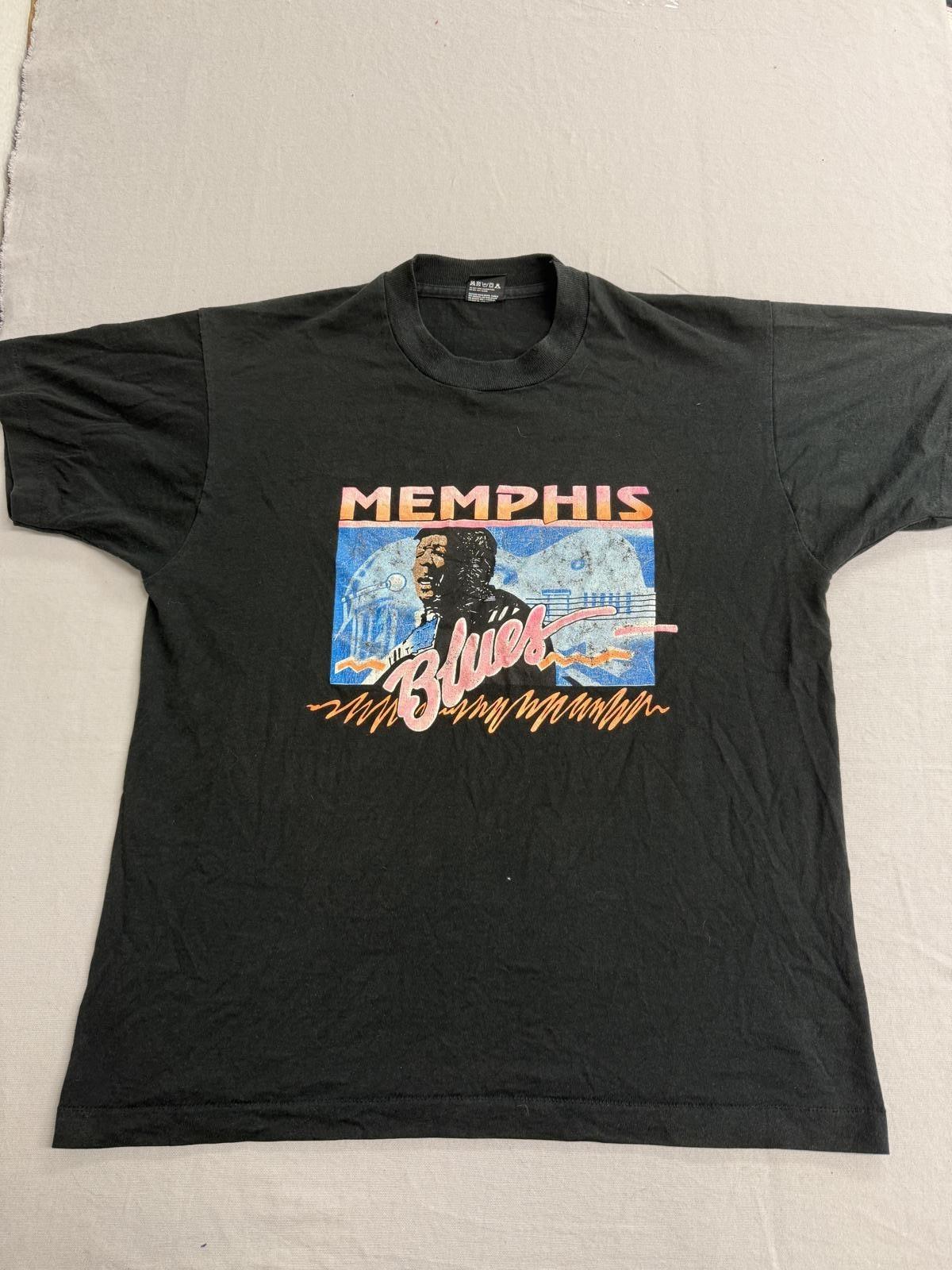 

Винтажная футболка 80-х Memphis Blues BB King Выцветшая футболка XL S