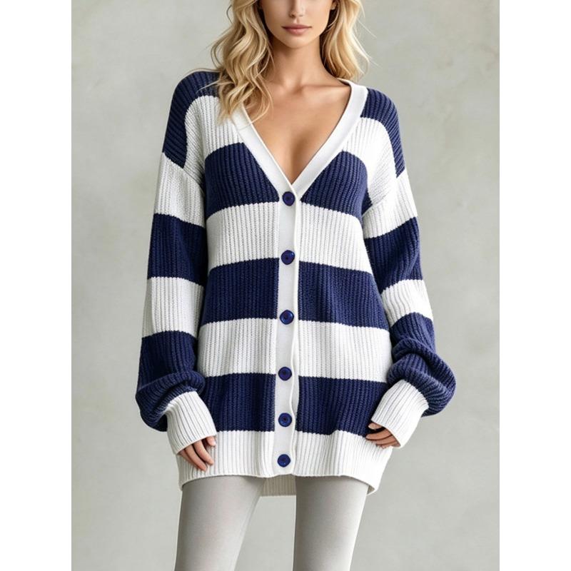 DICFY Women's Vintage Casual  Autumn Winter Long Sleeve V Neck Jackets & Coats
