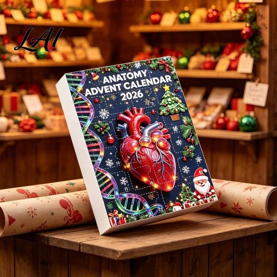 Creative Science Decor 2026 Anatomy Advent Calendar 24-Day Body Organ Ornament Set Human Anatomical Acrylic Hanging Charms for Christmas Tree Gift