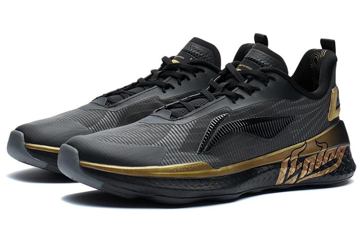 Li Ning Cushioning Slip Resistant Abrasion Resistant Low top Training Shoes Black Gold AFVR003-1