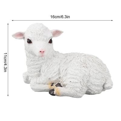 Sheep Statue Resin Lifelike Lamb Shape Figurine Garden Sculpture Ornament for Home Indoor Outdoor Decoration