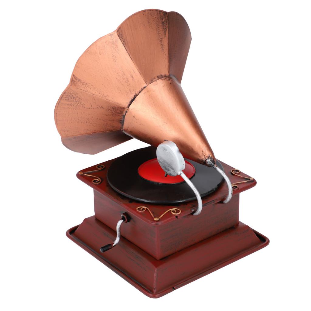 Vintage Phonograph Decor Iron High Simulation Exquisite Workmanship Antique Gramophone Model for
