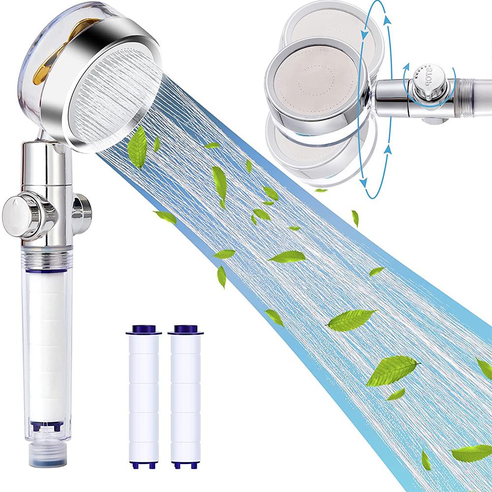 VILOYI Shower Head Water Saving High Pressure Handheld Turbo Propeller Showerhead Adjustable Water Flow Bathroom Filter Nozzle