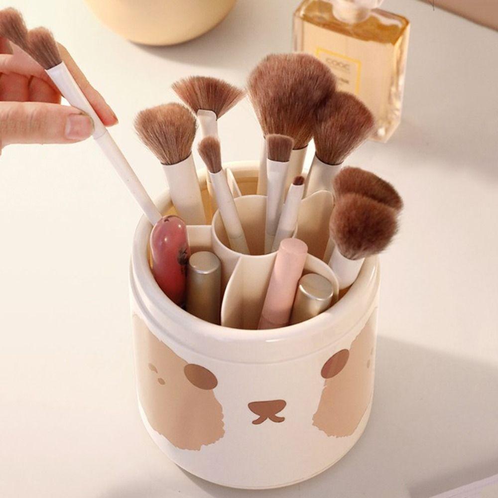 

Space Saving Makeup Brush Storage Box 360° Rotating Brush Holder Household