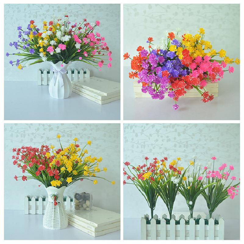 Vibrant Plastic Faux Flowers For Garden And Home Decoration In Various Shades