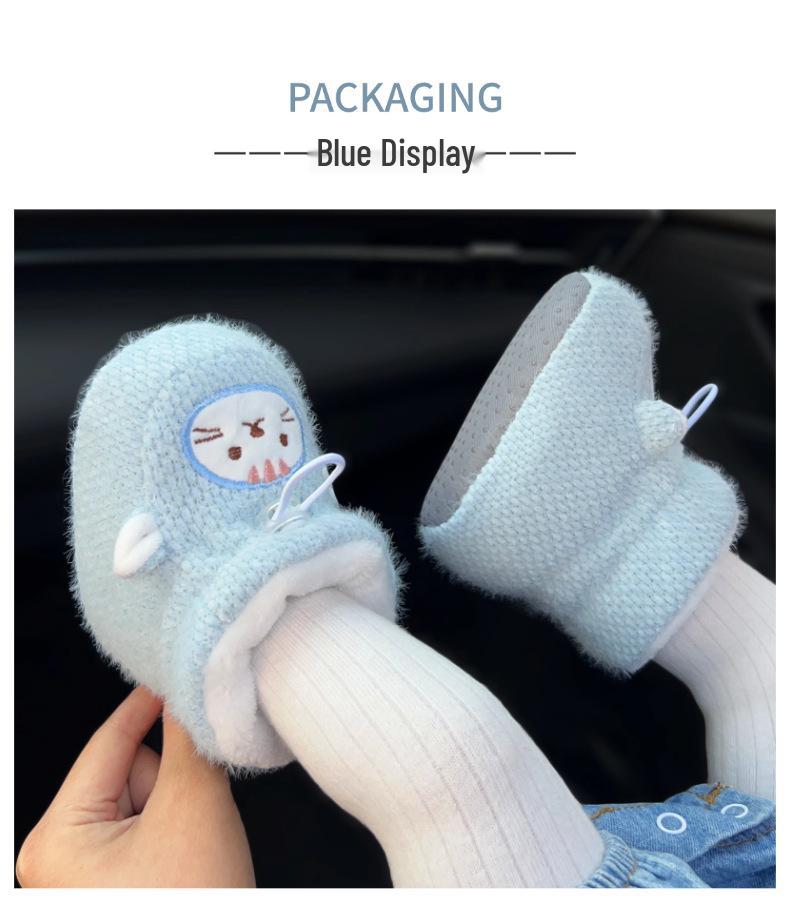 Winter Velvet-Lined Non-Slip Baby Shoes for Girls - Soft Sole, Warm Protection