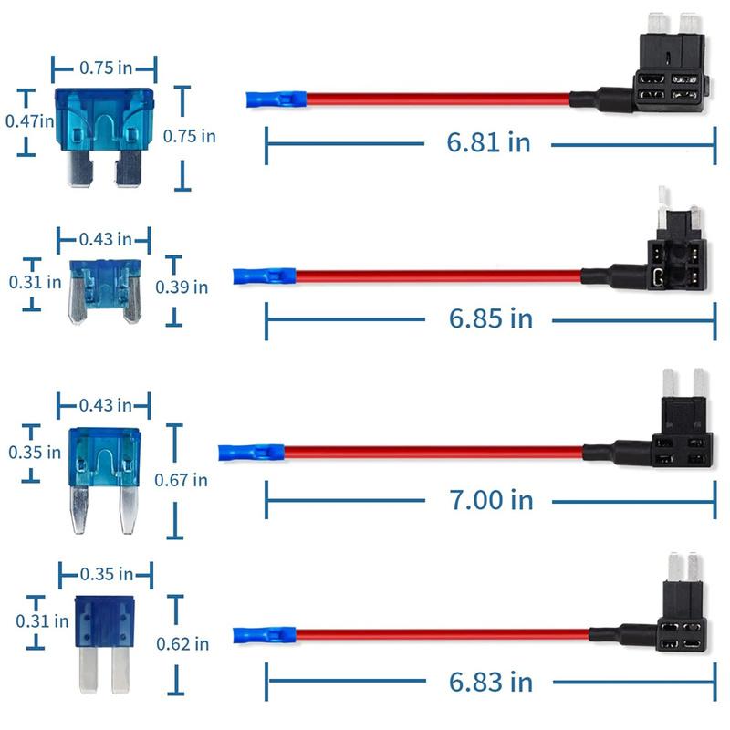 12 Pack Add-a-Circuit Fuse Tap Adapter 4 Types 12V and Fuse Kit 15A, Fuse Tap with MICRO2 Mini Standard and Low Profile,Fuse Tap