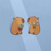 1 Pair Capybara Shaped Brooch Cartoon Animal Backpack Badge Alloy Fashion Lapel Pin Accessory for Casual and Party Wear