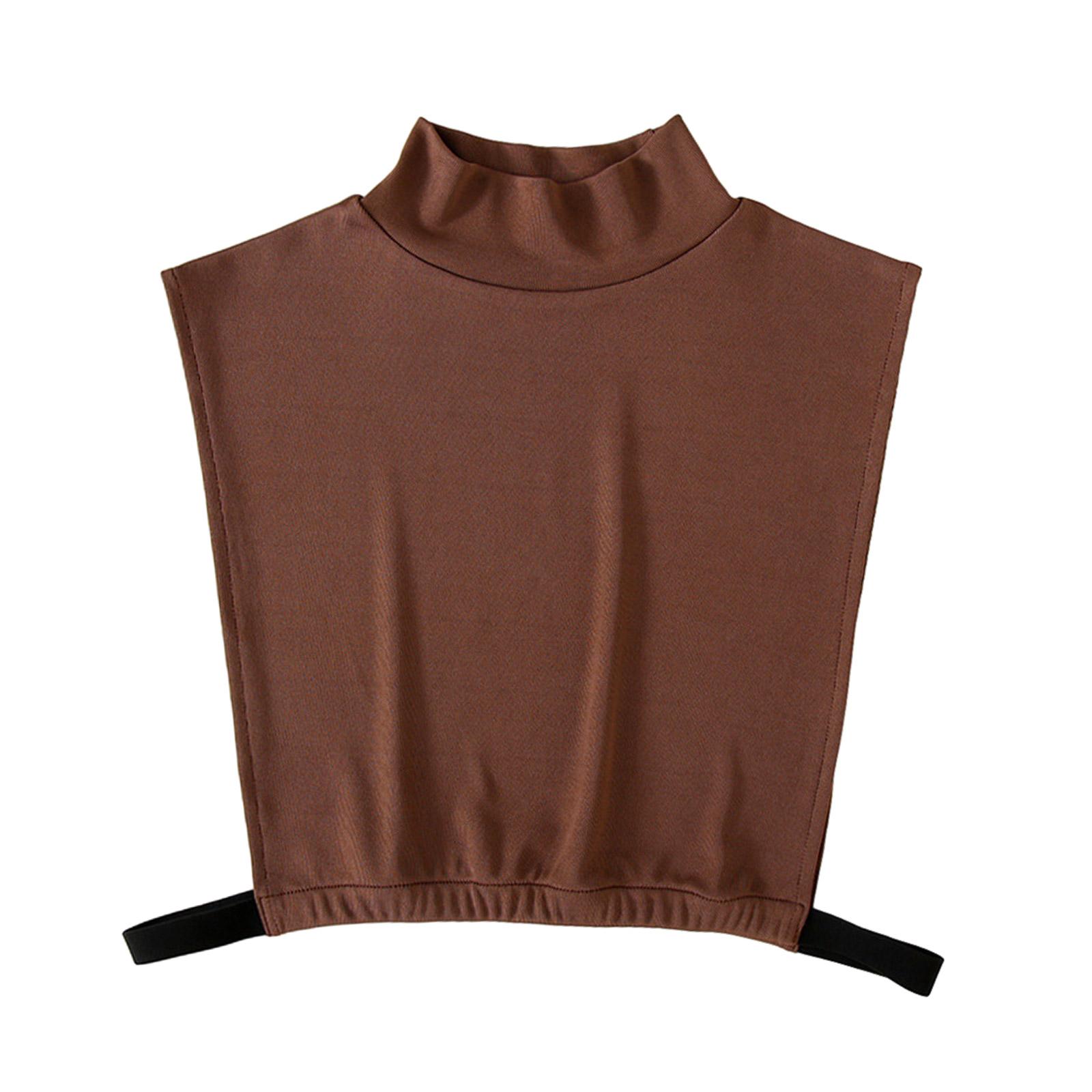 

Женский съемный воротник-стойка, универсальный, элегантный, вставка-воротник, однотонный полутоп, блузки, согреватель для шеи XL кофейный