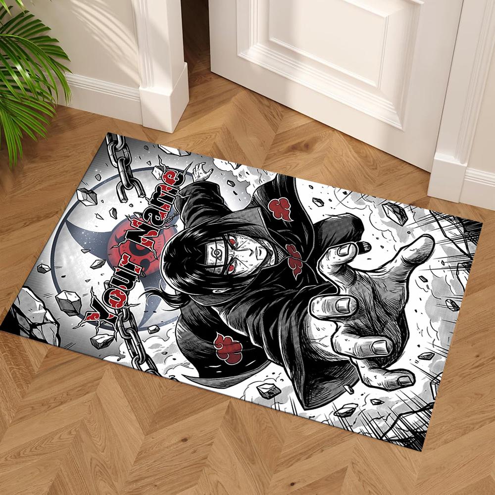 Naruto Character Personalized Name Floor Mat Design for Dining Room Balcony Foyer Kitchen Anti-slip Rug Anime Office Decor Perfect Gift for Women/Men