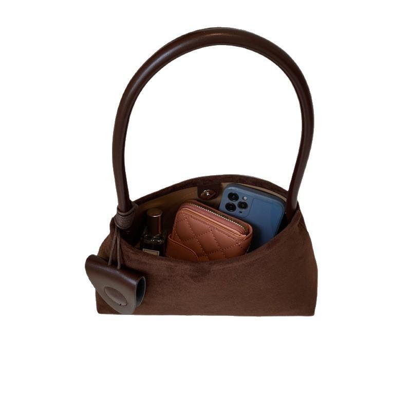 Retro Suede Underarm Bag For Women Pu Material Crossbody Purse Daily Use