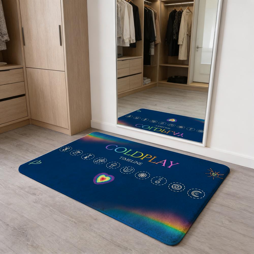 

C-Coldplay band anime Floor Mat Flannel Door Mat Non-Slip Absorbent Washable Indoor Home Rug 40x60cm