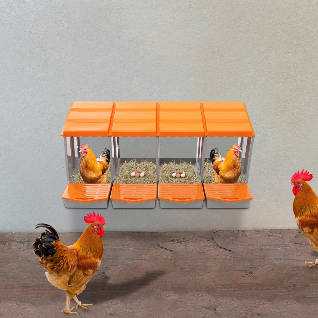 4-Fächer Hühnerlegekasten für die Eierlegung, Geflügel-Nistkasten mit einfacher Eiersammlung, Hühnerstallzubehör aus PP-Material
