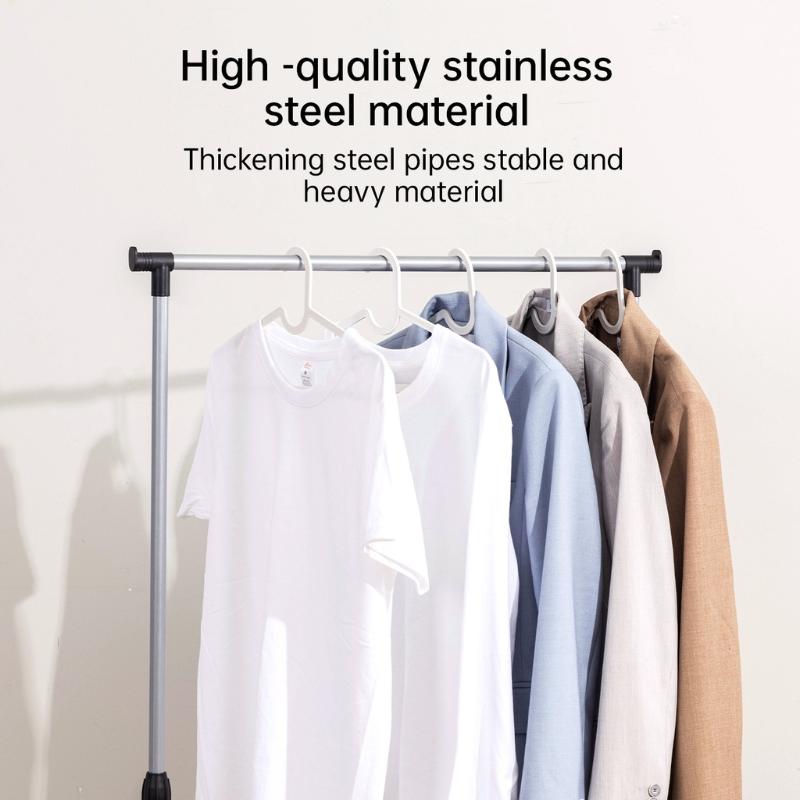 Bedroom Clothes Drying Rack Household Living Room Clothes Storage Rack Wear-Resistant Single Bar Clothes Rack