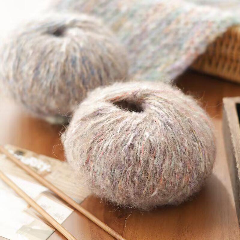Hand-Knitted Colorful Mohair Scarf, Sweater, Hat – Seven-Color Fine Spinning Yarn