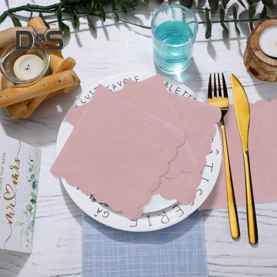 100 Ark 25CM Vågig Cocktailservett 2 Lager Tjock Fyrkantig Engångs Babyshower Bröllop Födelsedagsfest Dessert Dryck Middag Pappersservett