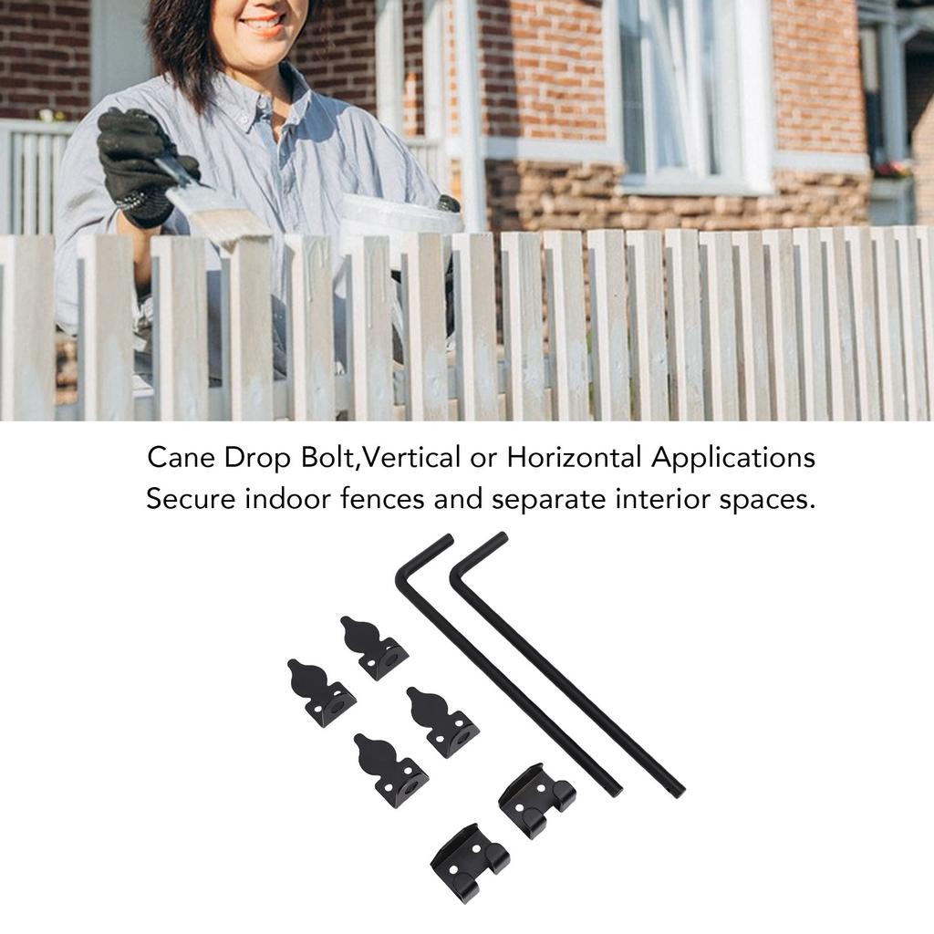 2Pcs Heavy Duty Cane Bolt Gate Drop Rod Efficient Locking Weather Proof Steel Gate Bolt Hardware for Wooden Fence