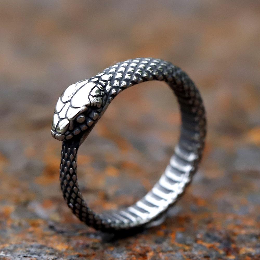 2023 NEW Men's 316L Stainless-steel Rings Viking Snake Head Animal Amulet RING for Teens  Jewelry Gifts Free Shipping