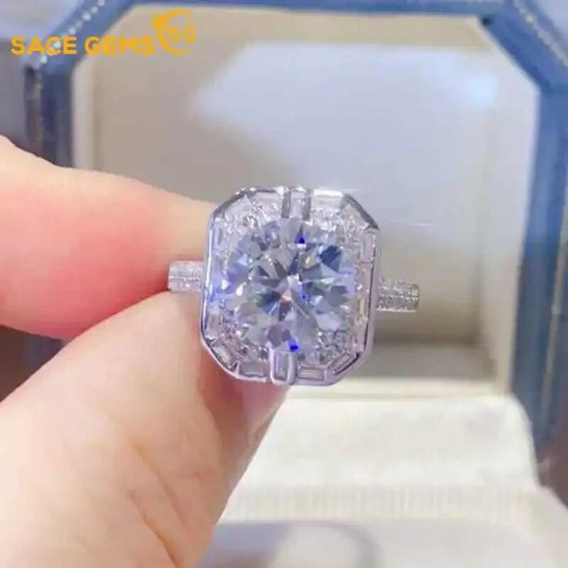 

Сертифицированное SACEGEMS GRA кольцо с муассанитом 3 карата цвета D, стерлинговое серебро 925 пробы с покрытием из белого золота 18 карат, кольца для женщин, ювелирные изделия 8 белый