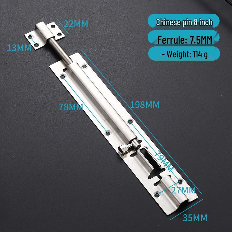 Thickened Stainless Steel Anti-Theft Door & Window Latch: Square Bolt for Cabinets & Doors, Surface-Mounted, Chinese Style