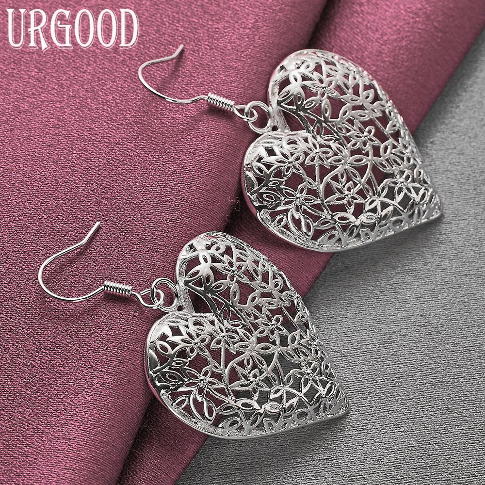 925 Sterling Silver Heart Earrings Wedding Jewelry