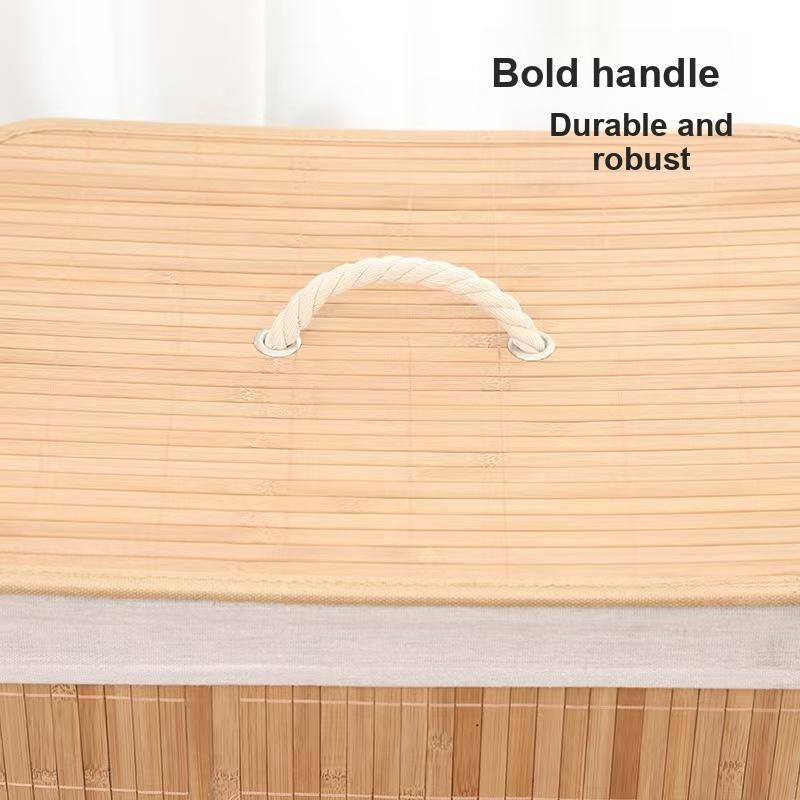 Woven Bamboo Large Hamper Laundry Basket Toy Storage Bin Fabric Foldable Organizer