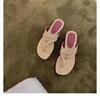 The Same Style As the Grape Mother, French Temperament Herringbone with Tassel, Versatile Low-heeled Cool Slippers, Women's Sandals, Spring and Summer