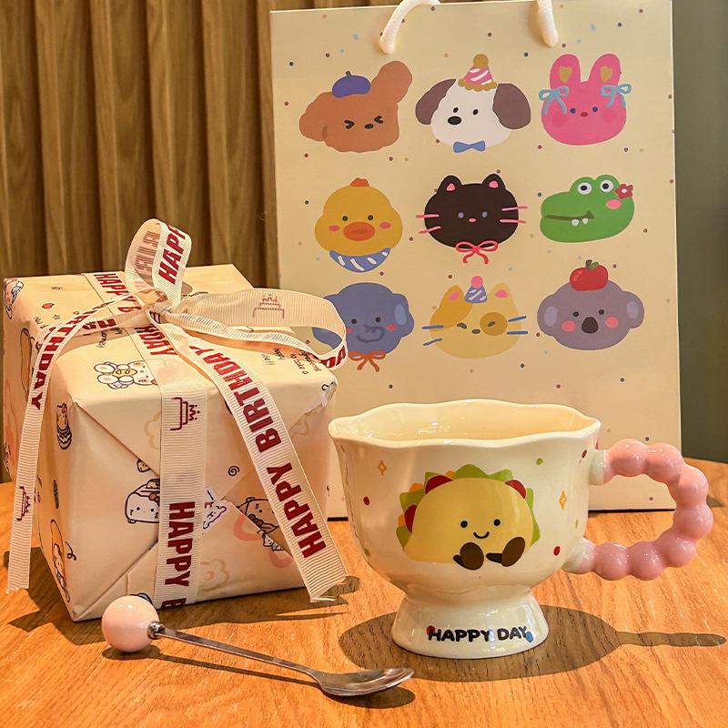 Super roztomilý chlebový hrnek dívčí domácí pitný hrnek kancelářský keramický hrnek snídaňový hrnek dárek k narozeninám