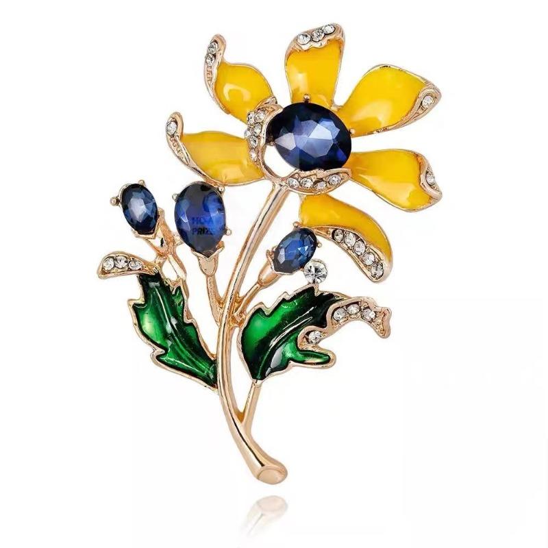 Enamel Sunflower Brooch - High-end, Niche, Premium, High-grade Brooch for Clothing Accessories, Retro-style Pin