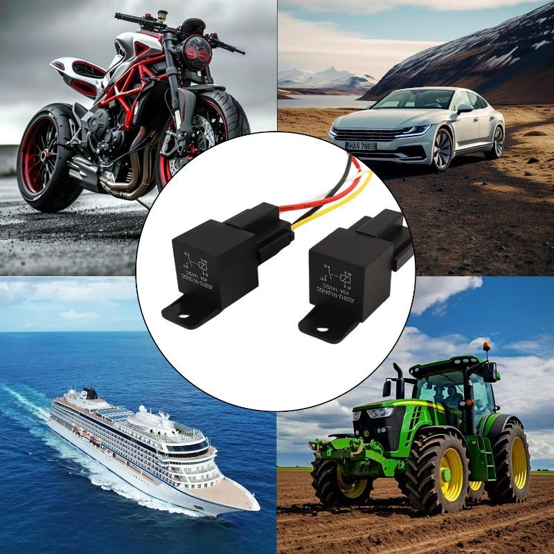 4 Pin 40A Auto Car Relay DC 12V 24V with Socket Mounting Hole Coil Power Automobile Control Device with Line Motors Relays