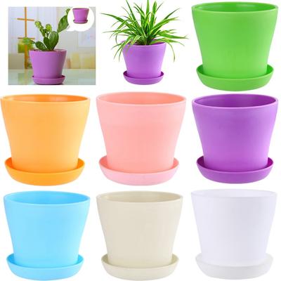 Colourful Mini Plastic Flower Pot Succulent Plant Flowerpot Home Office Decor