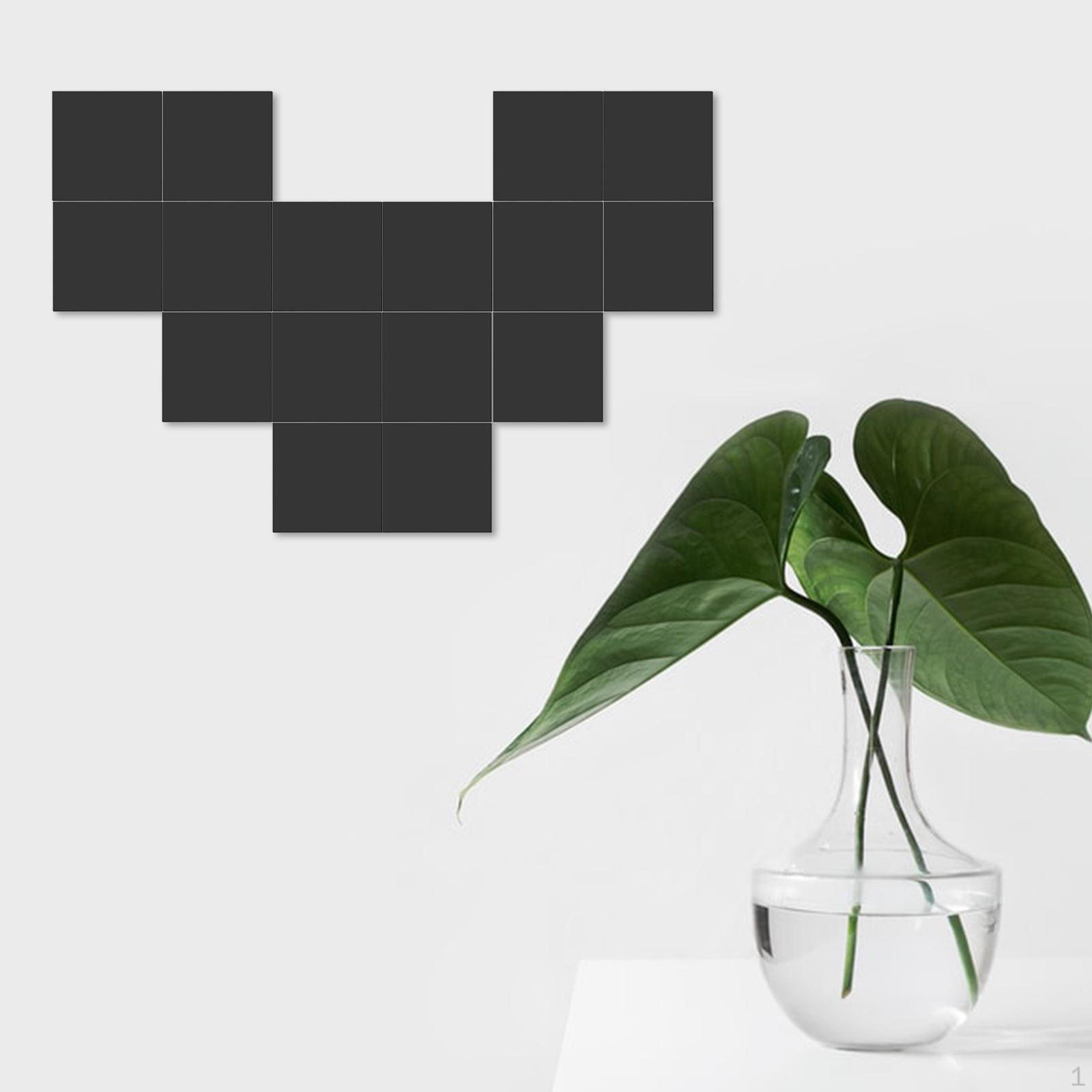 

16 Sheets Mirror Wall Stickers Self Plastic Tiles for Home Decor (The Film 9cmx9cm_Black_Square