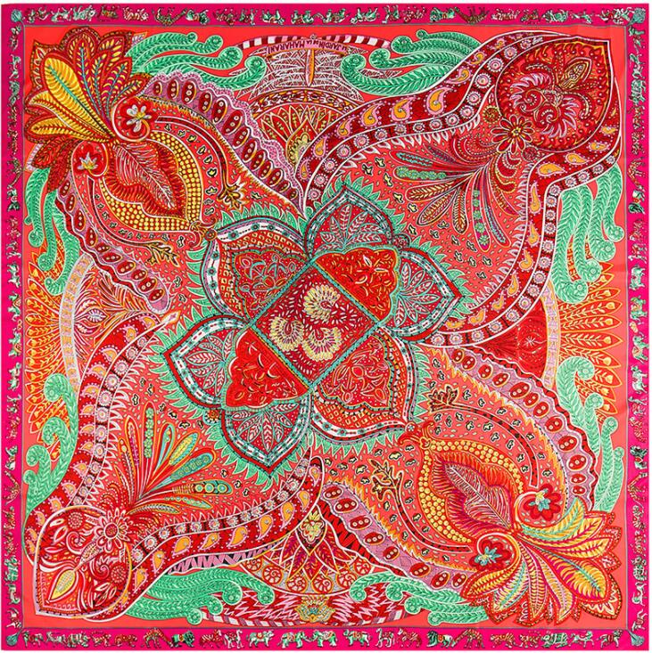 Fashion Women Scarf  Paisley Hijab Twill Silk Shawl Scarfs For Ladies Foulard Square Head Scarves Wraps