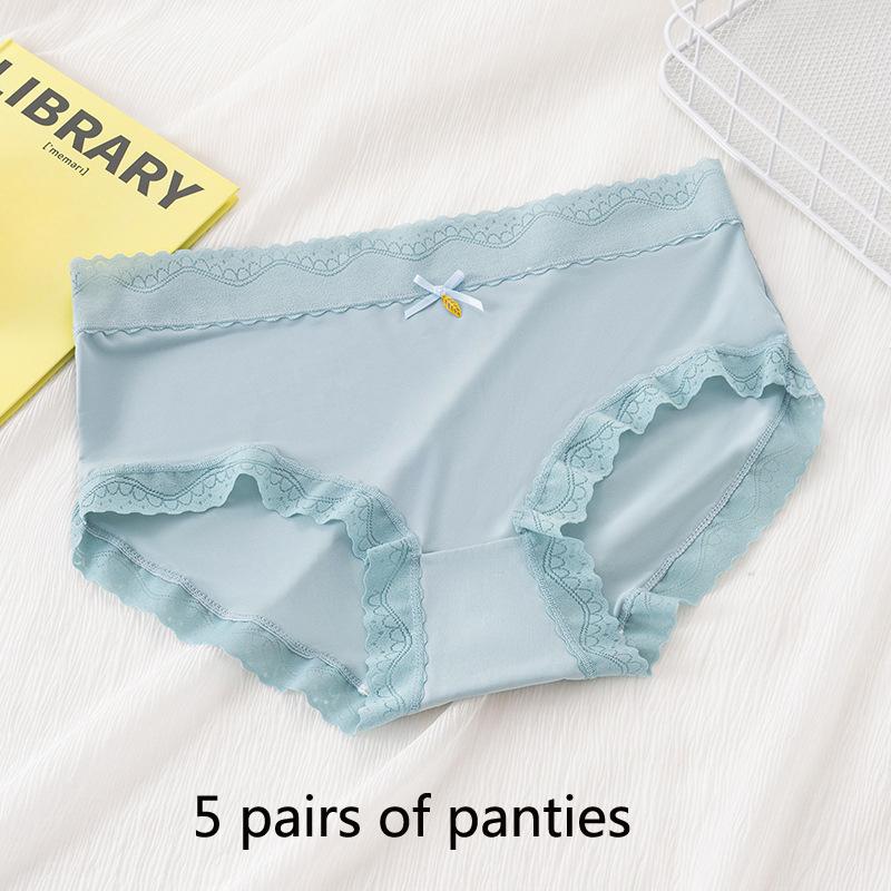 Summer Gentle Non-marking Ladies Panties Ice Silk Mid-waist Mid-calf Cream Summer Nude Teenage Panties Bikinis Brazilianas Hipsters Sleeps Retros