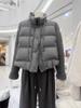 Korean% white duck down super good-looking knitted splicing stand-up neck down jacket women's winter versatile warm jacket