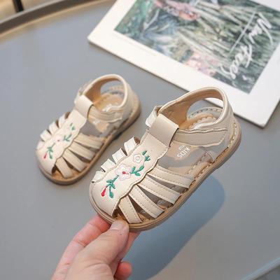Mädchen Besticken Flache Sandalen Sommer Kleine Kinder Prinzessin Lässige Strandsandalen Mode Süße Kinder Anti-Kick Sandalen Klettverschluss