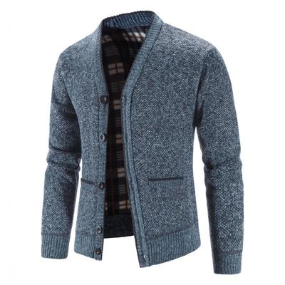 Cardigan Lavorato a Maglia con Velluto Spesso per Uomo Taglia Plus Top, Giacca Slim Fit, Maglione Lavorato a Maglia con Scollo a V per Uomo