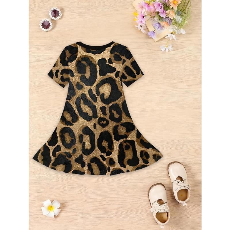 Summer Fashion Cute Short-sleeved Dress, Straight Skirt for Girls, Daily Dress