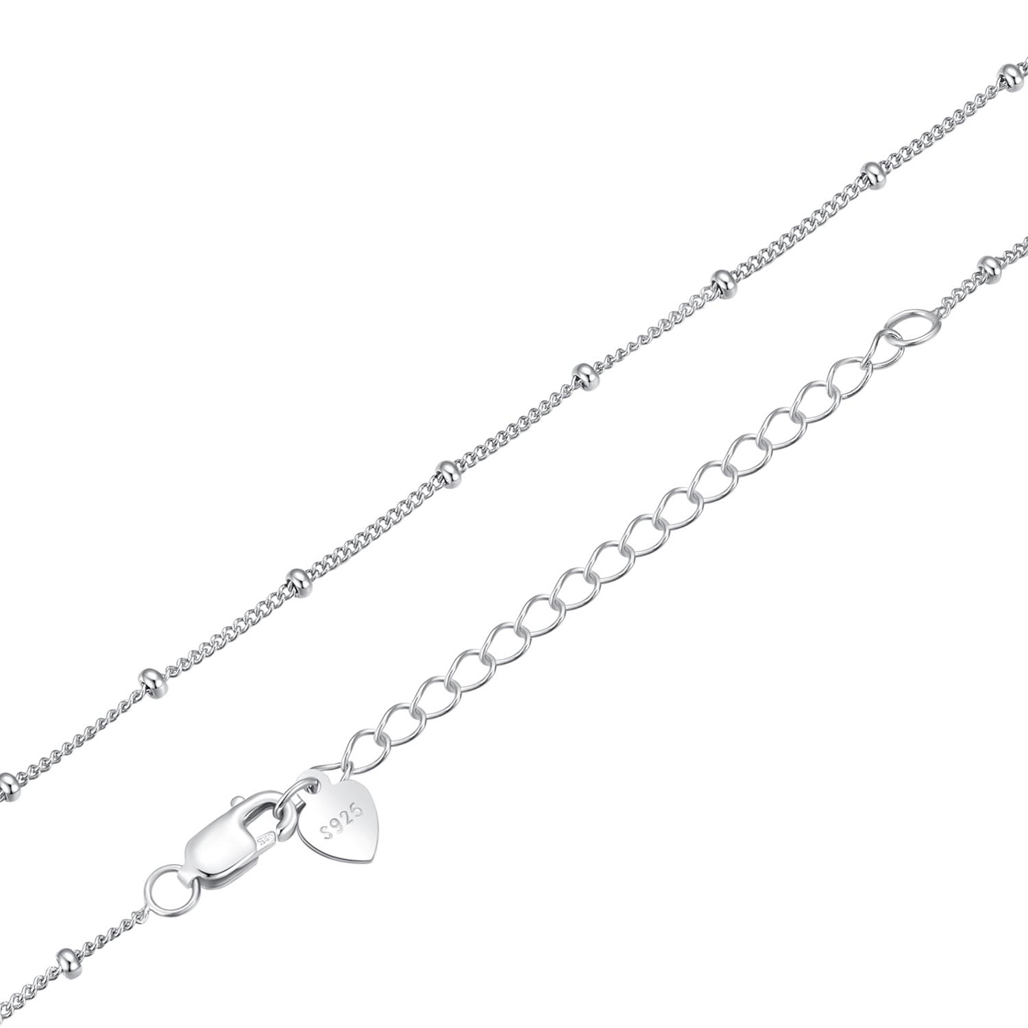

BAMOER Classic Basic O-chain Solid 925 Silver Lobster Clasp Adjustable Necklace Box Cable Chain DIY Jewelry for Women 45cm