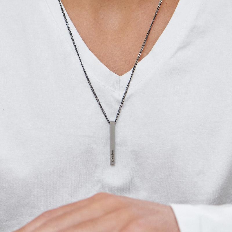 Vnox Personalisierbare Säulenstangen-Halsketten für Männer, Vertikaler 3D-Geometrischer Anhänger aus Edelstahl, Einfacher Minimalistischer Lässiger Schmuck