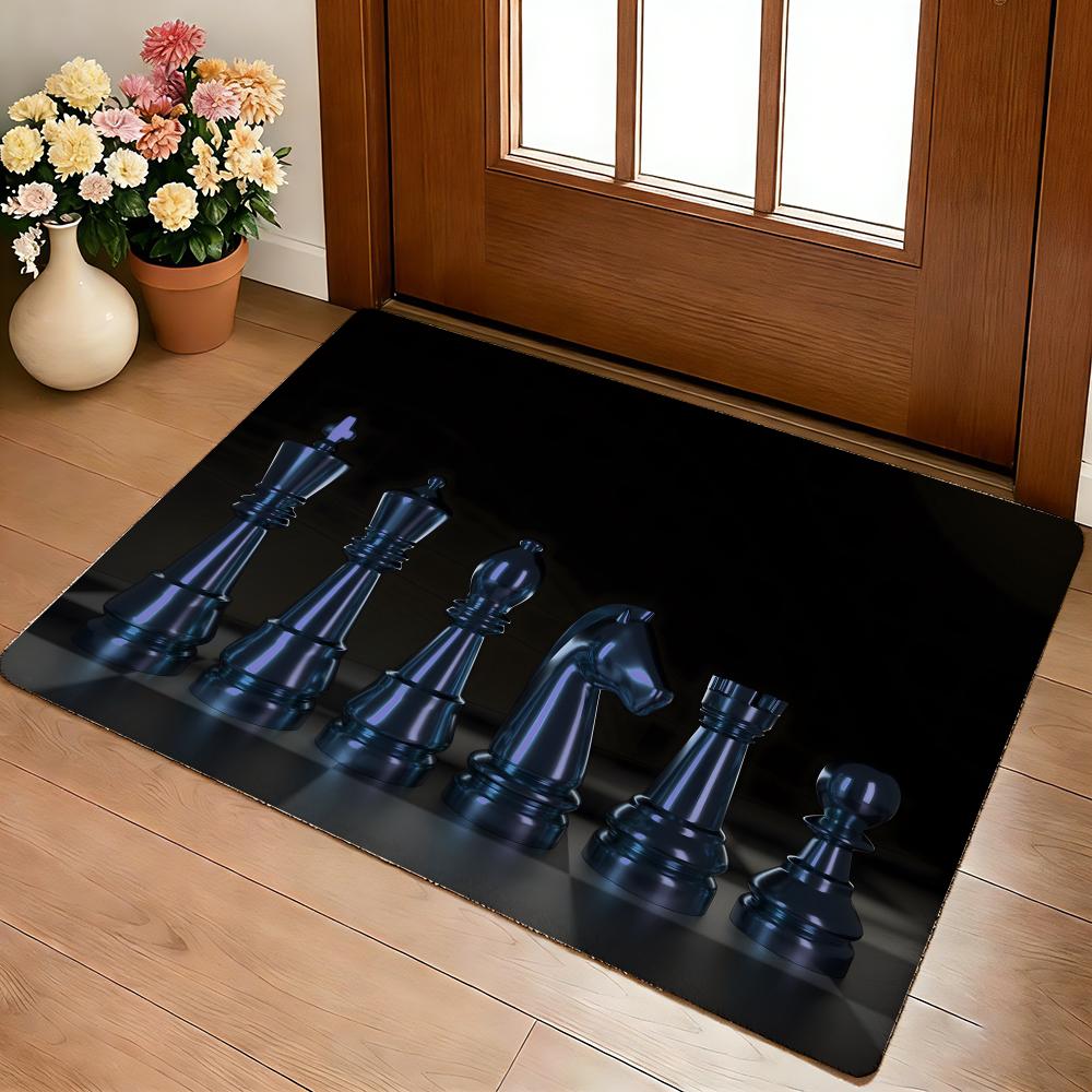 Chess Lovers Motivational Art Floor Mat Cozy Flannel Soft Thick Non-Slip Mat For Living Room Bedroom Kitchen Decor Rugs