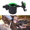 Kinderwagen-Getränkehalter mit Handyhalter 360 Grad Drehung Doppel-Becher- und Flaschenhalter Getränkehalter für Roller Fahrrad