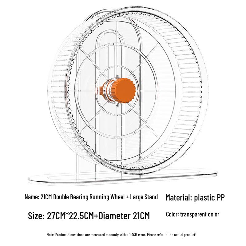 Extra Large Silent Hamster Running Wheel with Stand & Double Bearings - Includes Exercise Flywheel, One-Piece Design, Free Shipping