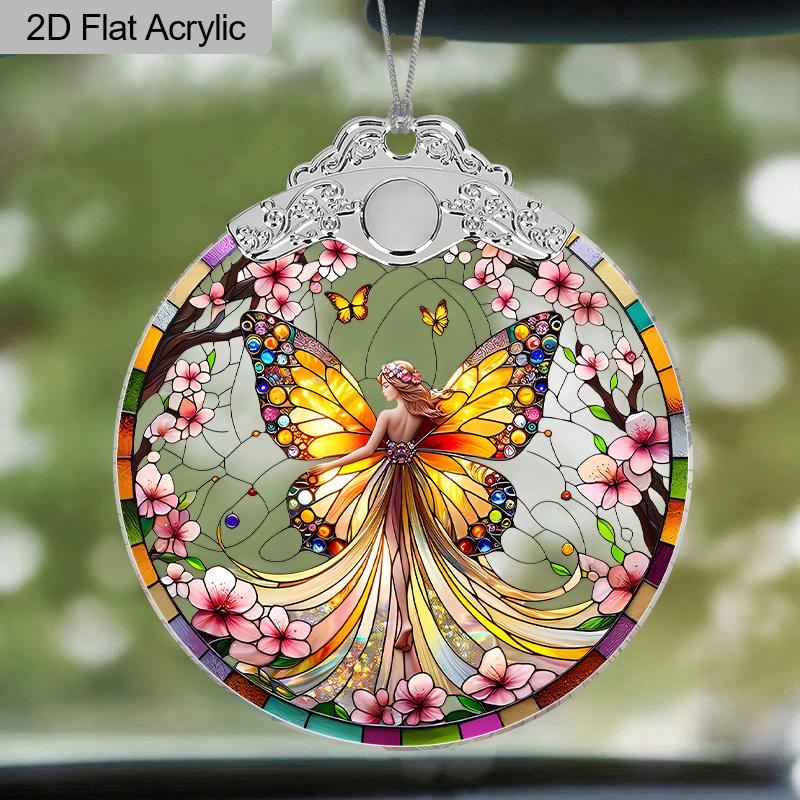 1pc Elf Butterfly Acrylic Ornament, Stained Effect Decor for Home/Car/Bar/Bedroom, White Elephant & Seasonal Gift