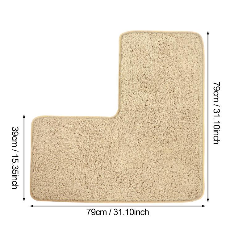 

New Thickened Bathroom Absorbent Floor Mat L-shaped Flannel Furry Shower Room Foot Mat Non-slip Dirt-resistant WC Toilet Mats 80X80 cm хаки