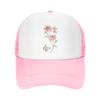 Roze Bloemen Baseballpet Voor Dagelijkse Elegantie Mesh Truckerpetten Lente Zomer Buiten Verstelbaar Casual Petten