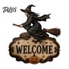 Haunted House Supplies Halloween Wooden Welcome Sign, Spooky Skull Frog Crow Witch Door Hanger, Hanging Plaque 2D Wall Sign for Home Party Decor