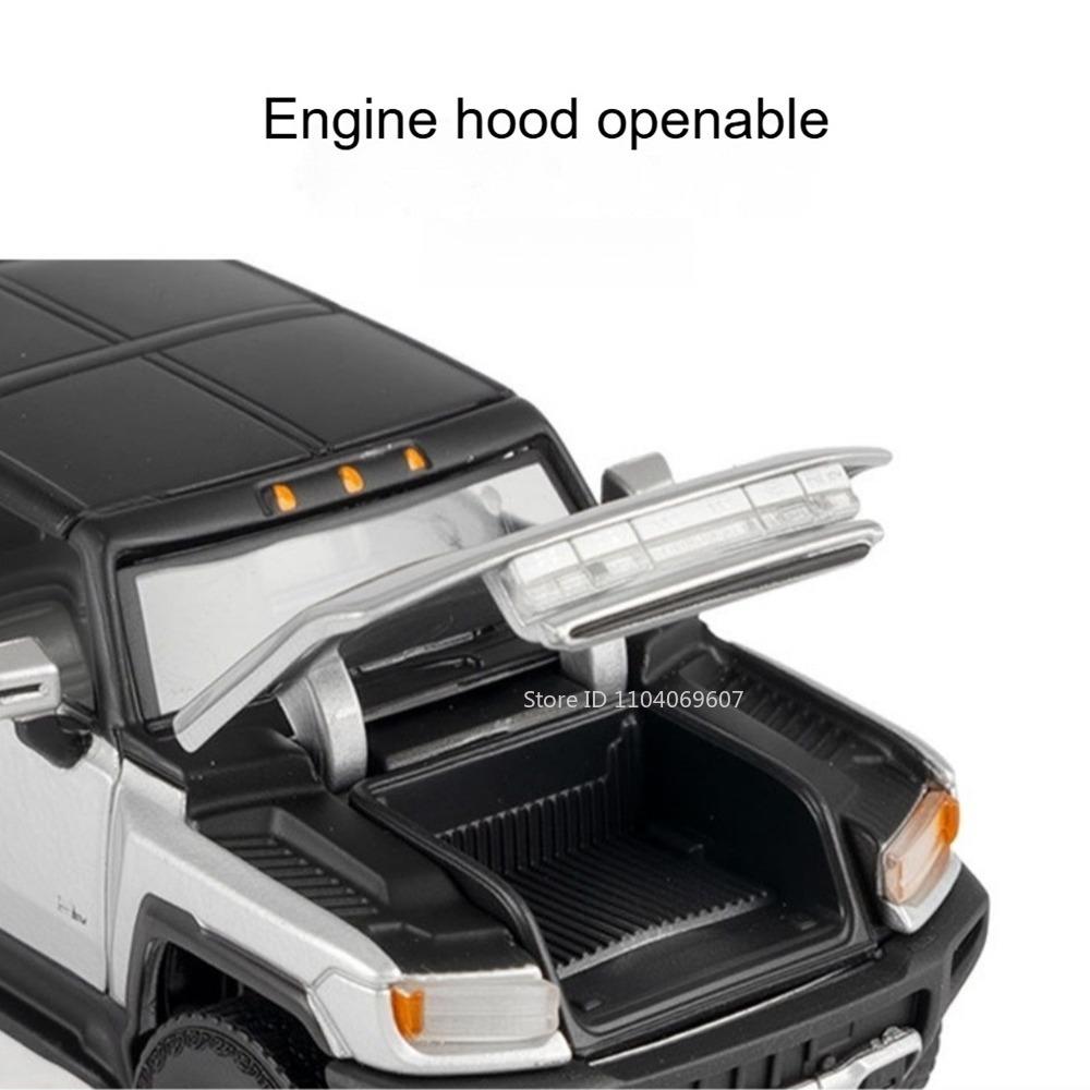 1:64 Scale Model Toy Off-road Cars EV Alloy Diecast Slide Forward Hood Opened Rubber Tires with Acrylic Box Simulation Vehicles