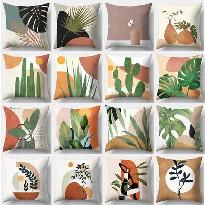 Art Plant Pillowcase 45cmX45cm Square Sofa Pillow Cover Abstract Cushion